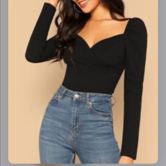 Black long Sleeved fitted SHEIN top never worn - Picture 1 of 1